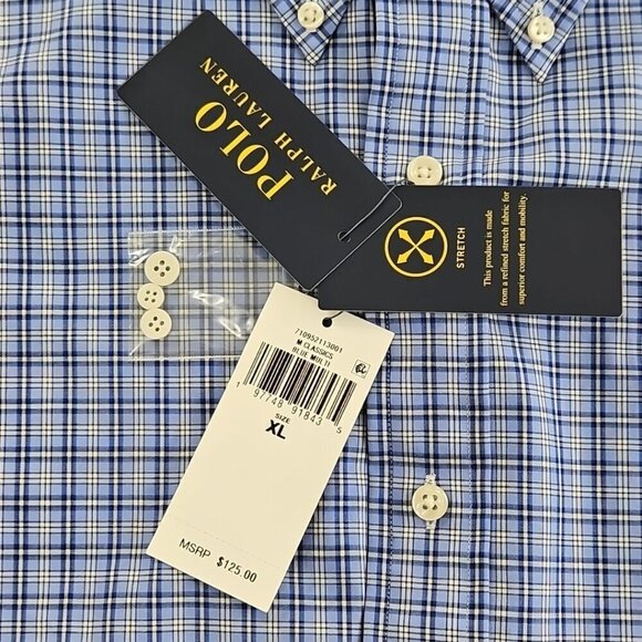 Polo Ralph Lauren Performance Shirt Men's XL Blue Plaid Classic Fit Wicking NEW - Picture 10 of 16